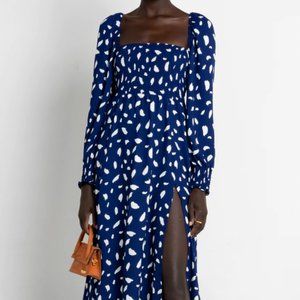 O.P.T. Classic Smocked Dress Blue and White size M